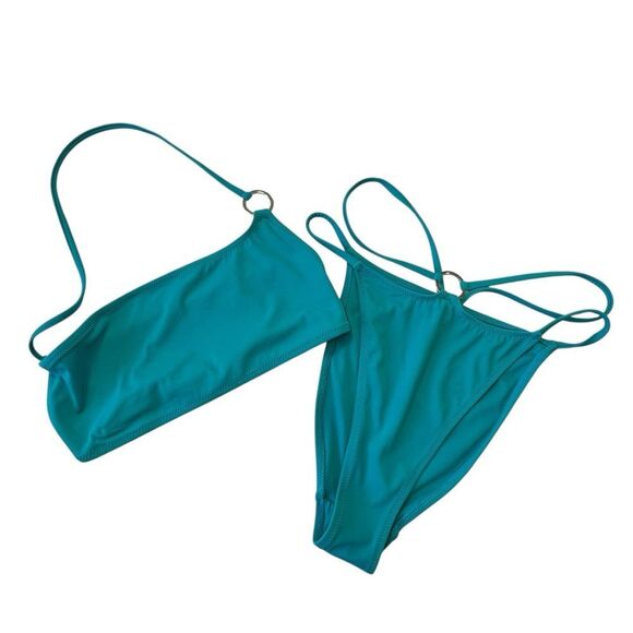 Storm Reid x Pacsun Blue One Shoulder Strappy Ring Bikini Size S Sexy - Picture 3 of 10